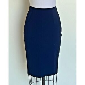 RET $895 Paula Hian Julietta High Waisted Pencil Skirt Navy Skirt Size Small